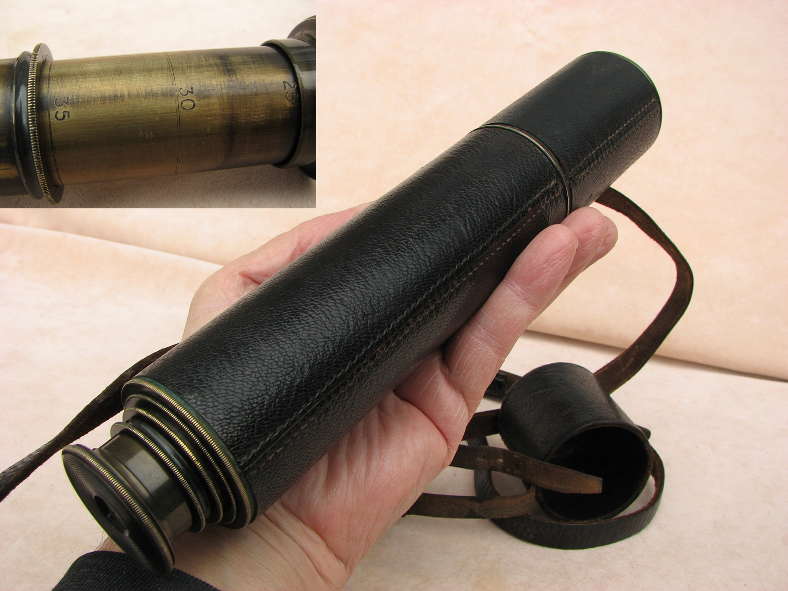 Dollond 3 draw pancratic field telescope to 35x magnification